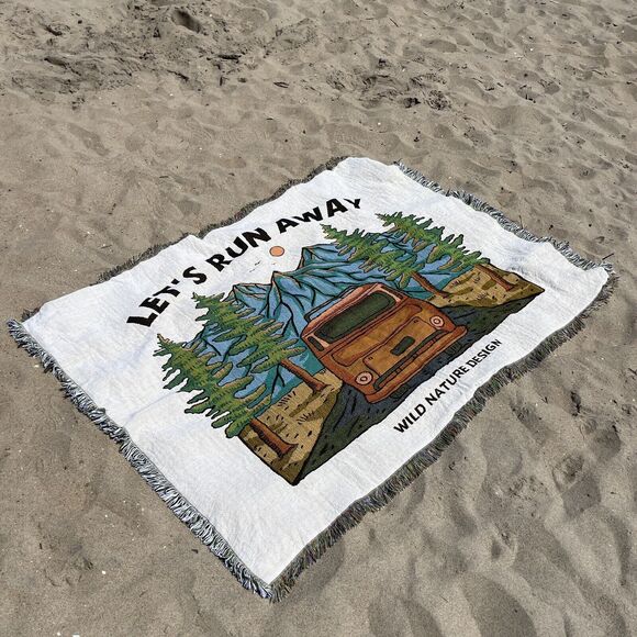 Woven Tapestry Beach Blanket Throws Decor Outdoor Camping Nature Mountain - Picture 2 of 4